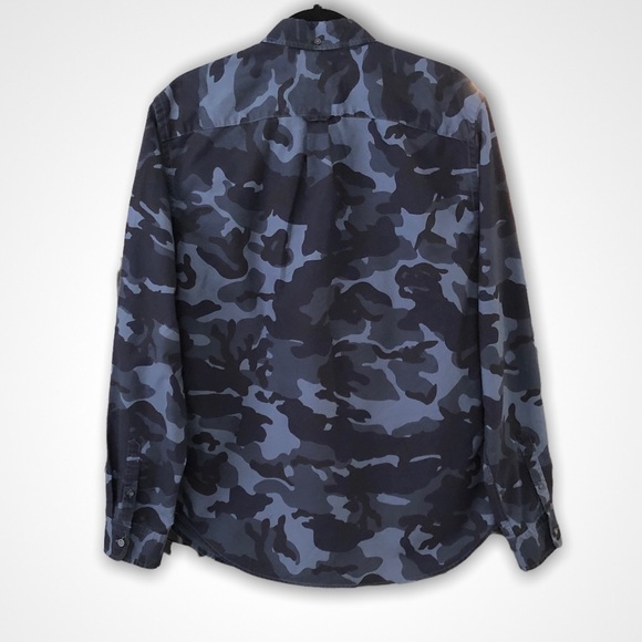 Blue Camo Button Down Shirt - Picture 2 of 3